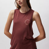 Practice Gratitude Double Twist Tank- Washed Burgundy