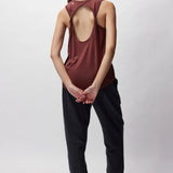 Practice Gratitude Double Twist Tank- Washed Burgundy