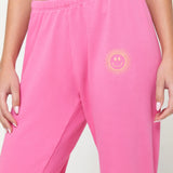 Sun Smiley Luna Sweatpant - Wildflower Pink