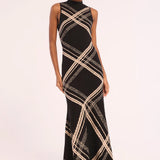 Anara Stretch Knit Dress - Plaid Jacquard