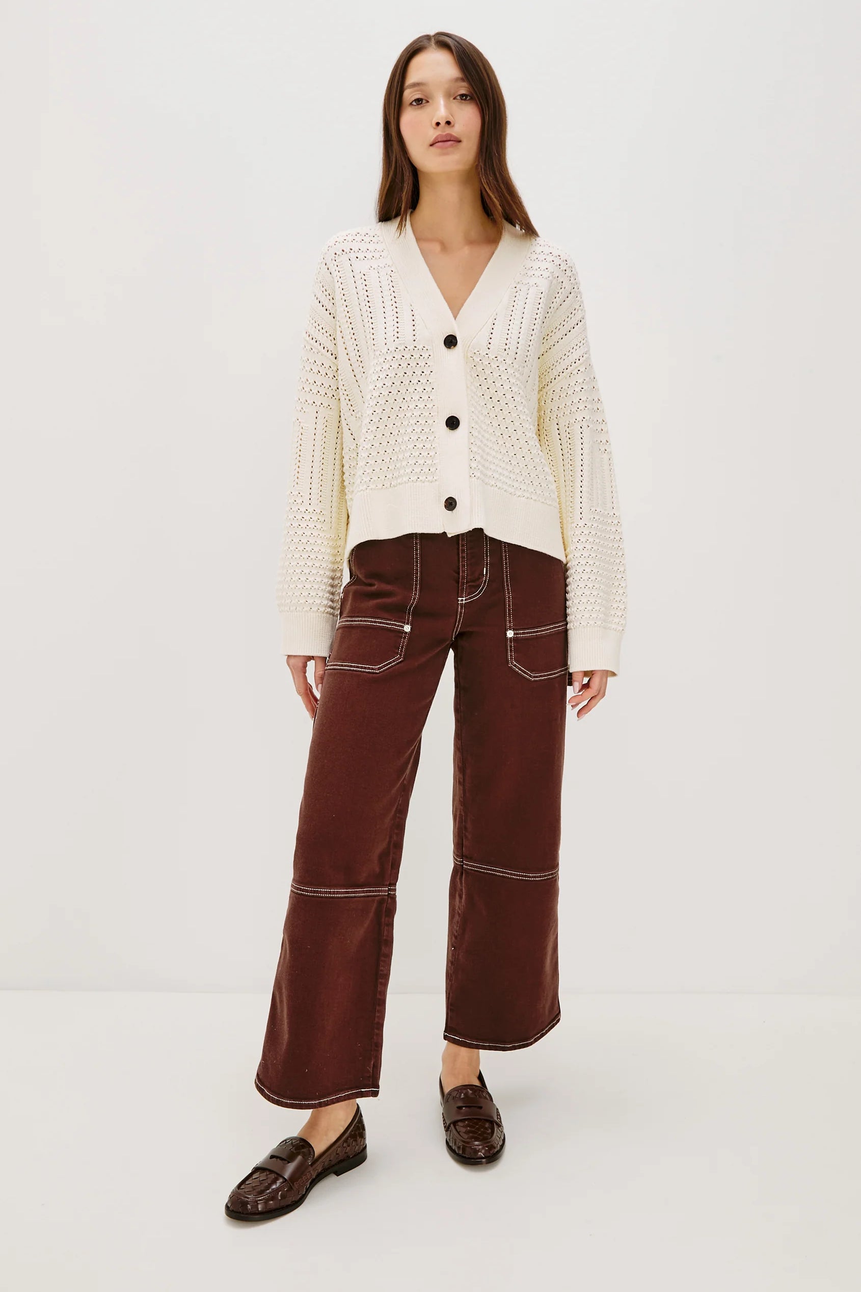 Geneva Cardigan -  Ivory Patchwork