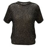 Golden Mesh Sparkle Cropped Top