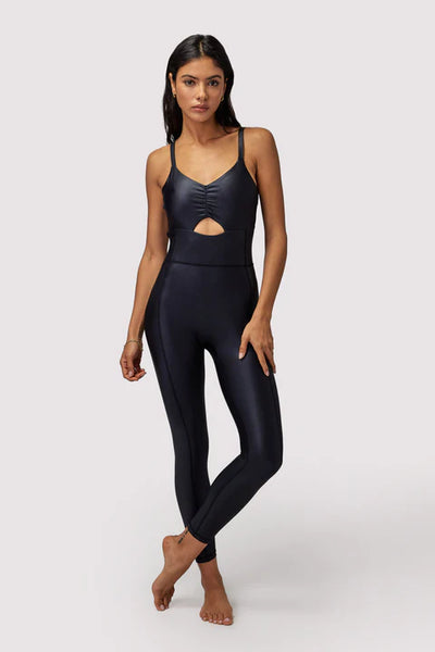 Wet Look Jumpsuit - Black