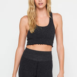 Amor Shimmer Crop Tank- Black