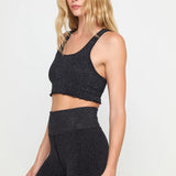 Amor Shimmer Crop Tank- Black