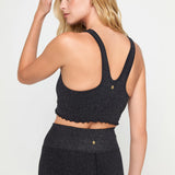 Amor Shimmer Crop Tank- Black