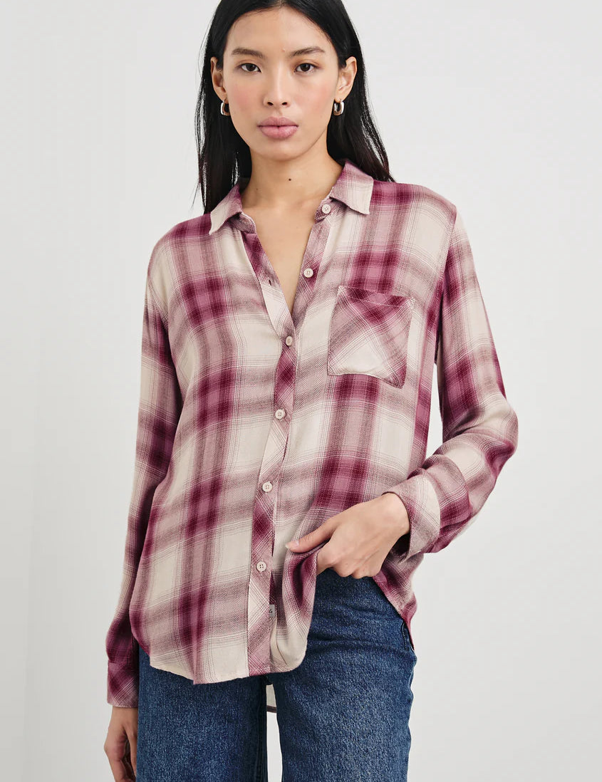 Hunter Shirt- Faded Plum Ivory