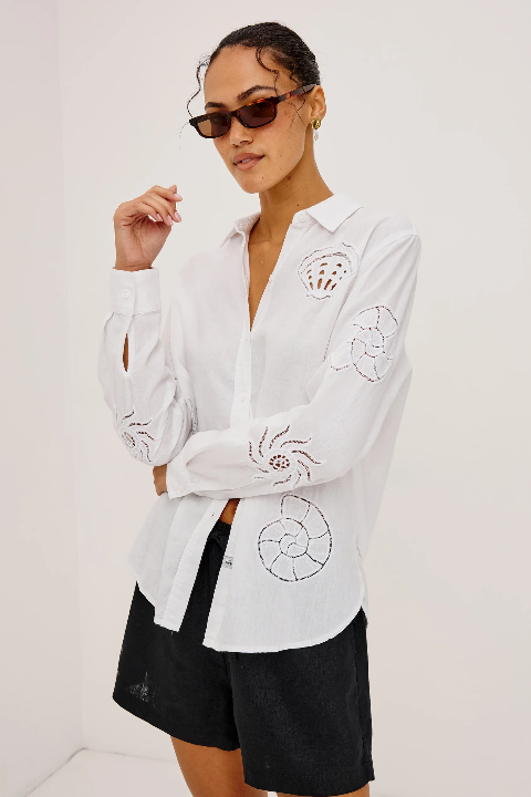 Charli Shirt - White Seashells