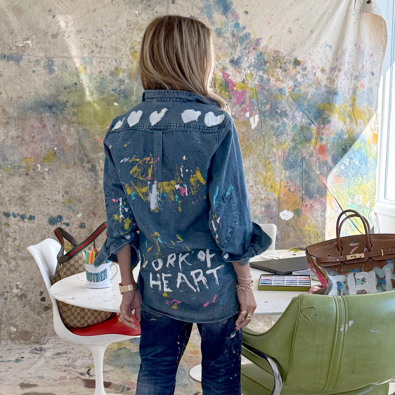 Mia Handpainted Shirt - True Denim