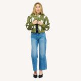 Ikat Heart Bomber - Army Green Natural