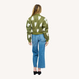 Ikat Heart Bomber - Army Green Natural