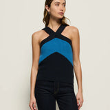 Indy Halter Sweater Top - Seascape