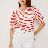 Jewel Top - Scarlet Ivory Stripe