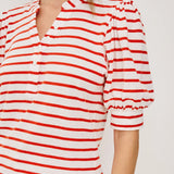 Jewel Top - Scarlet Ivory Stripe