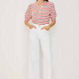 Jewel Top - Scarlet Ivory Stripe