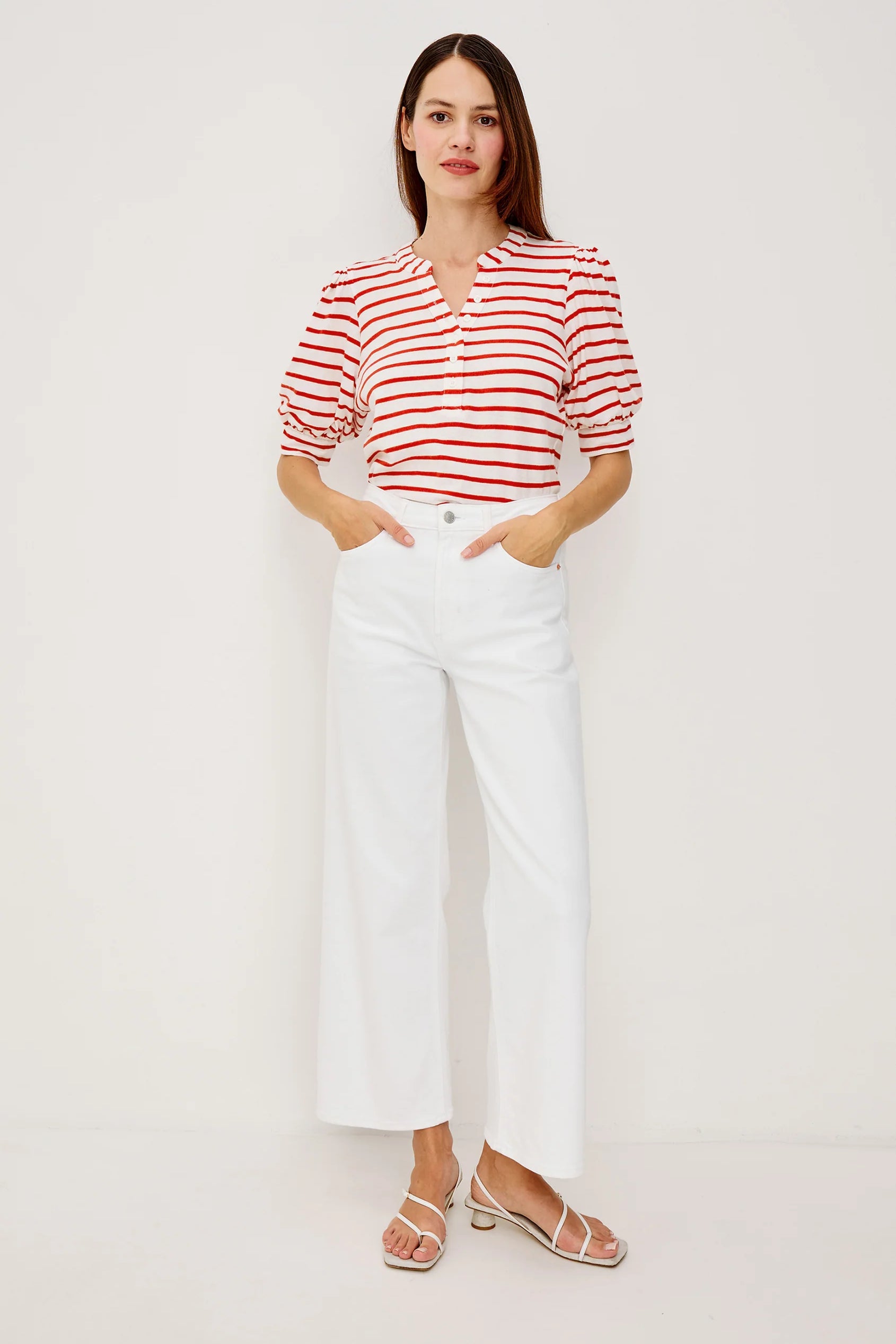 Jewel Top - Scarlet Ivory Stripe