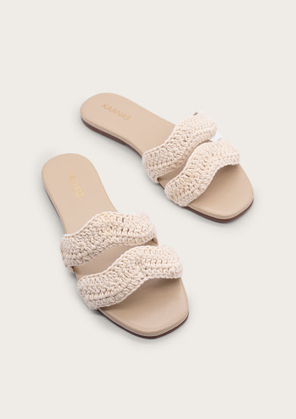 Tansy Crochet Flats-Oat