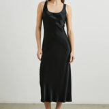 Kailani Dress - Black Satin Crepe