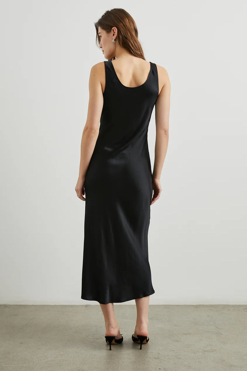 Kailani Dress - Black Satin Crepe