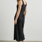 Kailani Dress - Black Satin Crepe