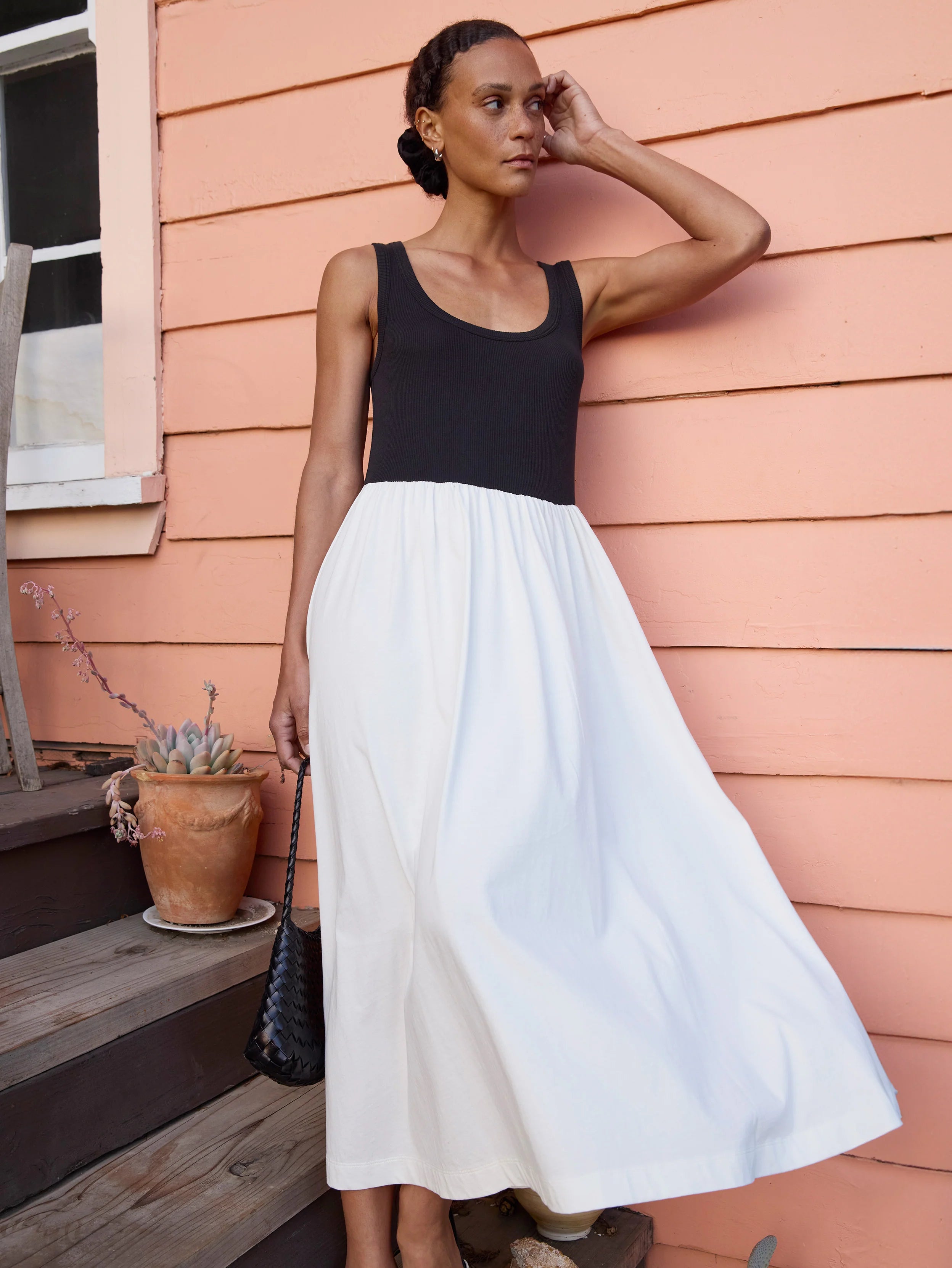 Karla Midi Dress - Porcelain Color Block