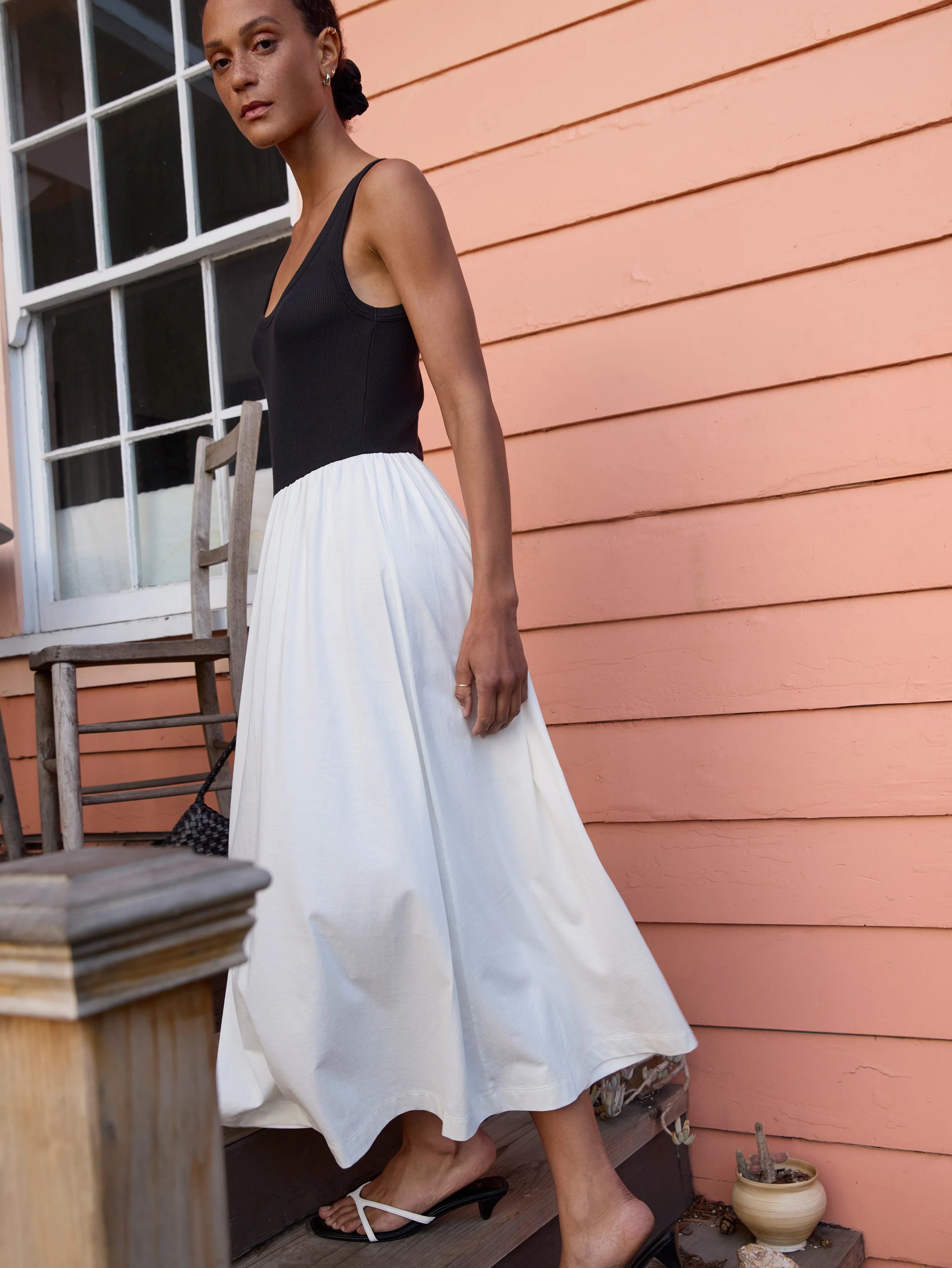 Karla Midi Dress - Porcelain Color Block