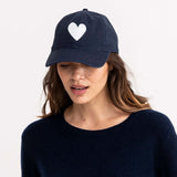 Heart Patch Baseball Hat - Indigo/White