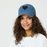 Heart Patch Baseball Hat - Denim