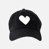 Heart Patch Baseball Hat - Black