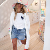 Suke Contrast Imperfect Heart Tee -  White/Indigo