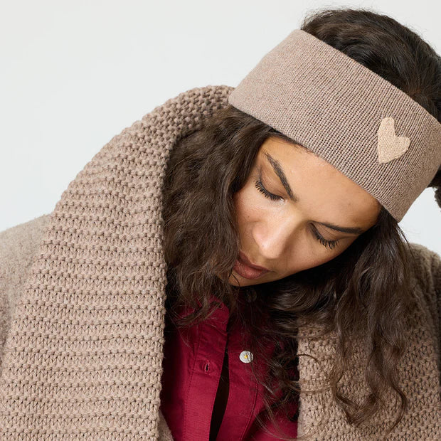 Imperfect Heart Ear Warmers - Taupe