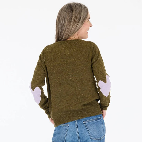 Patchwork Pullover Sweater - Army Green