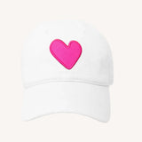 Heart Patch Baseball Hat - White/Neon Pink
