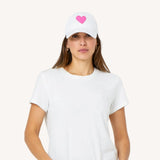 Heart Patch Baseball Hat - White/Neon Pink