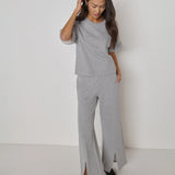 Lincoln Front Slit Knit Pant - Heather Grey