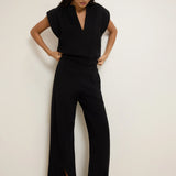 Lincoln Front Slit Knit Pant - Jet Black