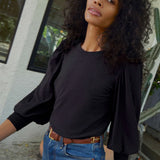 Loren Peasant Tee - Jet Black