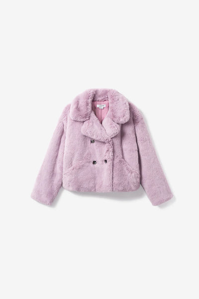 Loretta Cropped Vegan Fur Coat- Deauville Mauve