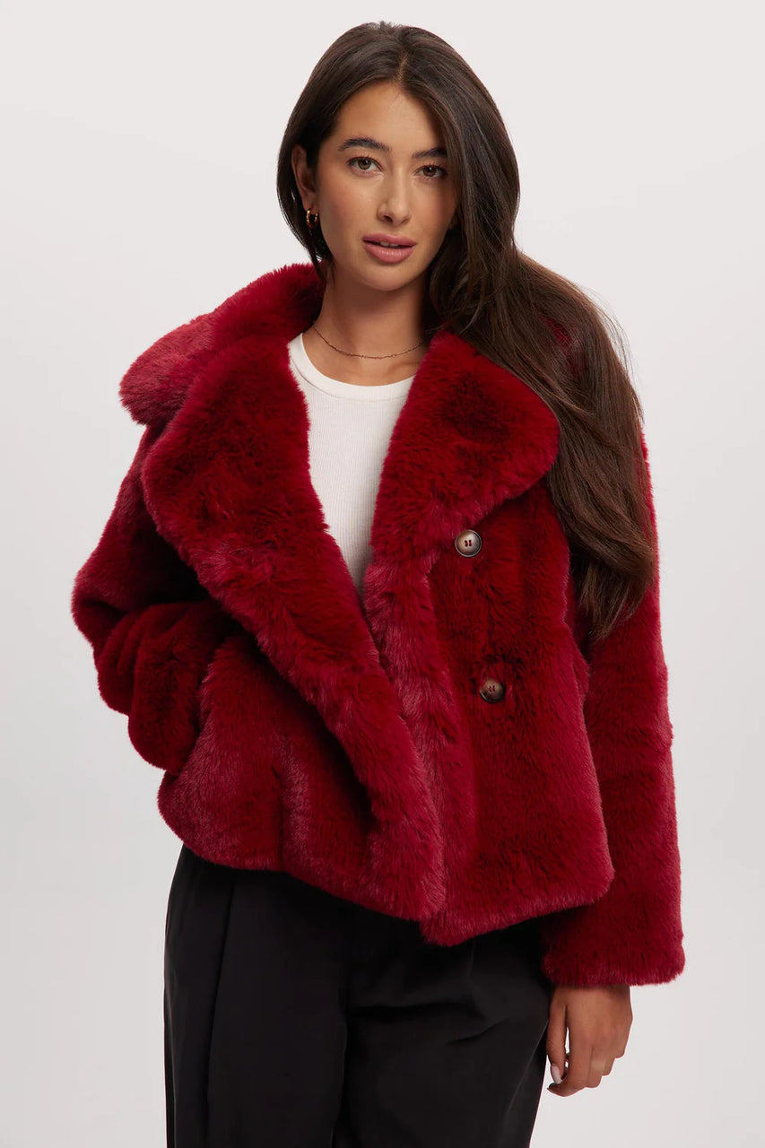 Loretta Cropped Vegan Fur Coat