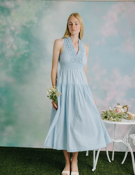 Eloise Dress - Blue/White