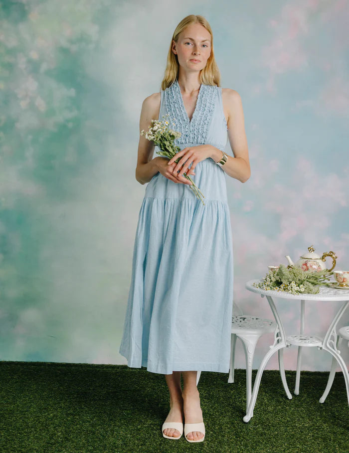 Eloise Dress - Blue/White