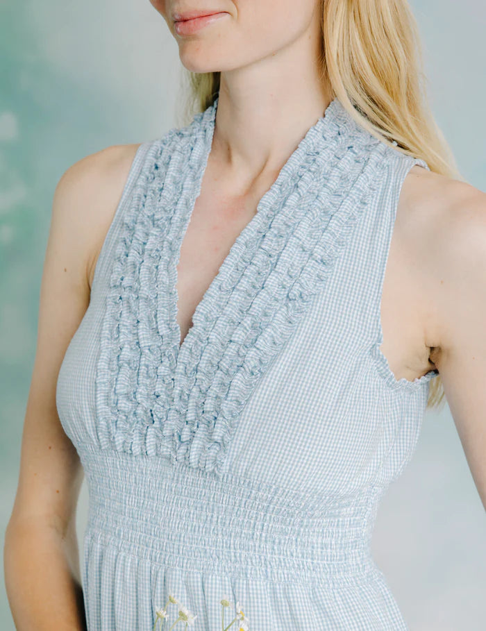 Eloise Dress - Blue/White