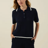 Lumae Mesh Knit Top - Navy