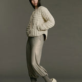 Reversible L Chev Bomber - Warm White & Putty