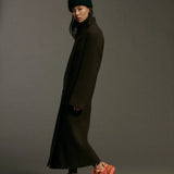 Wool Double Breasted Overcoat - Brown Heather