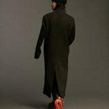 Wool Double Breasted Overcoat - Brown Heather