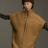 Mohair Metal Zip Vest - Camel