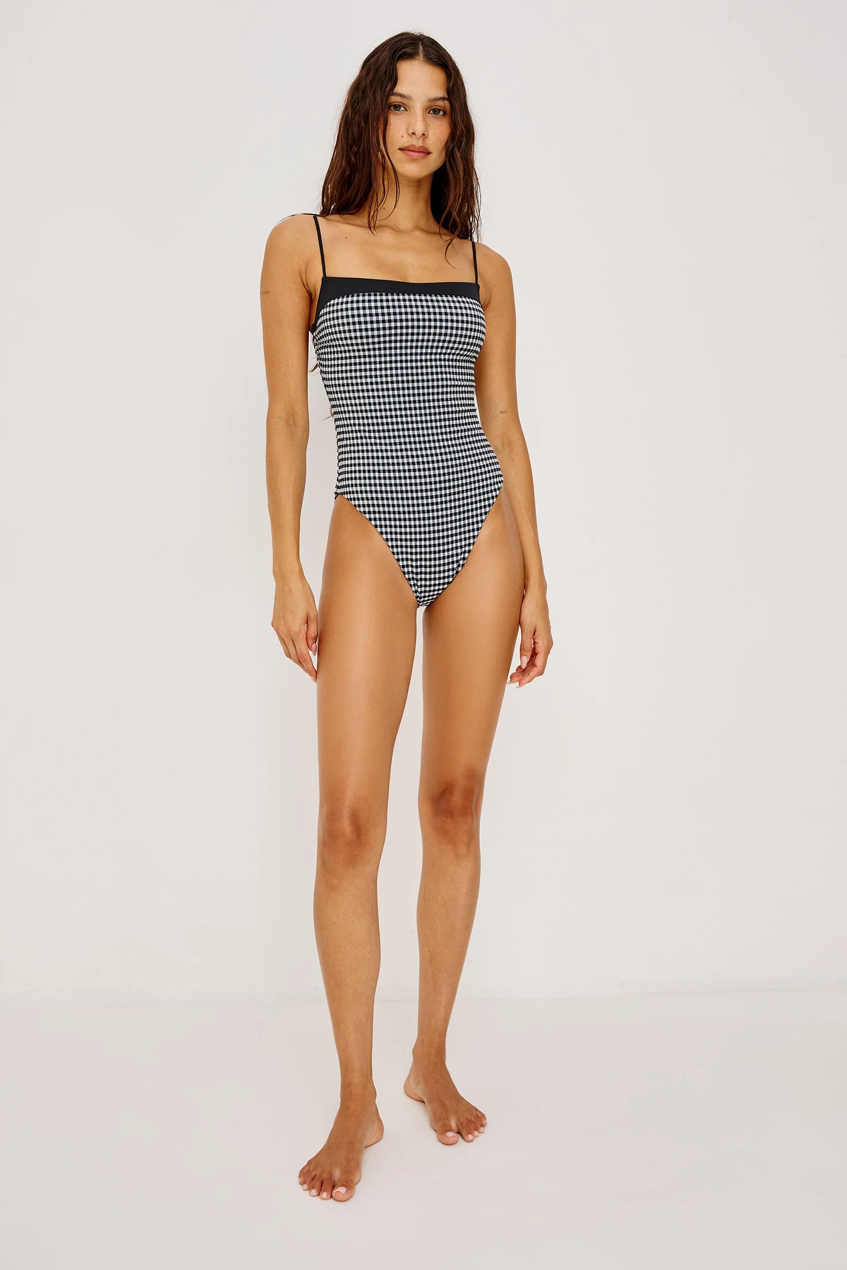 Marbella 1-Piece Bathing Suit - B+ W Gingham