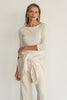 The Baby Rib Boatneck Top - Creme