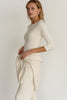 The Baby Rib Boatneck Top - Creme